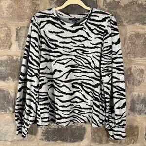 Social Standard By Sanctuary‎ Sweater Woman's Medium Gray Black Puff Sleeve